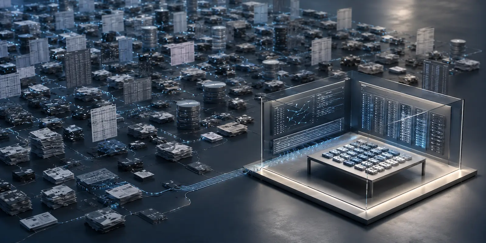 Executive data governance environment illustrating the gap between stored data and AI-ready decision data.